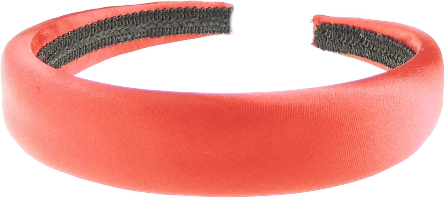 Girls SMALL HEAD WOMEN Satin Fabric 2.5cm Slightly Padded Evening Summer Boho Vintage Headband Alice Band Alice Band Hair Accessories Hairband Christmas Birthday Wedding Bridesmaid (Red)