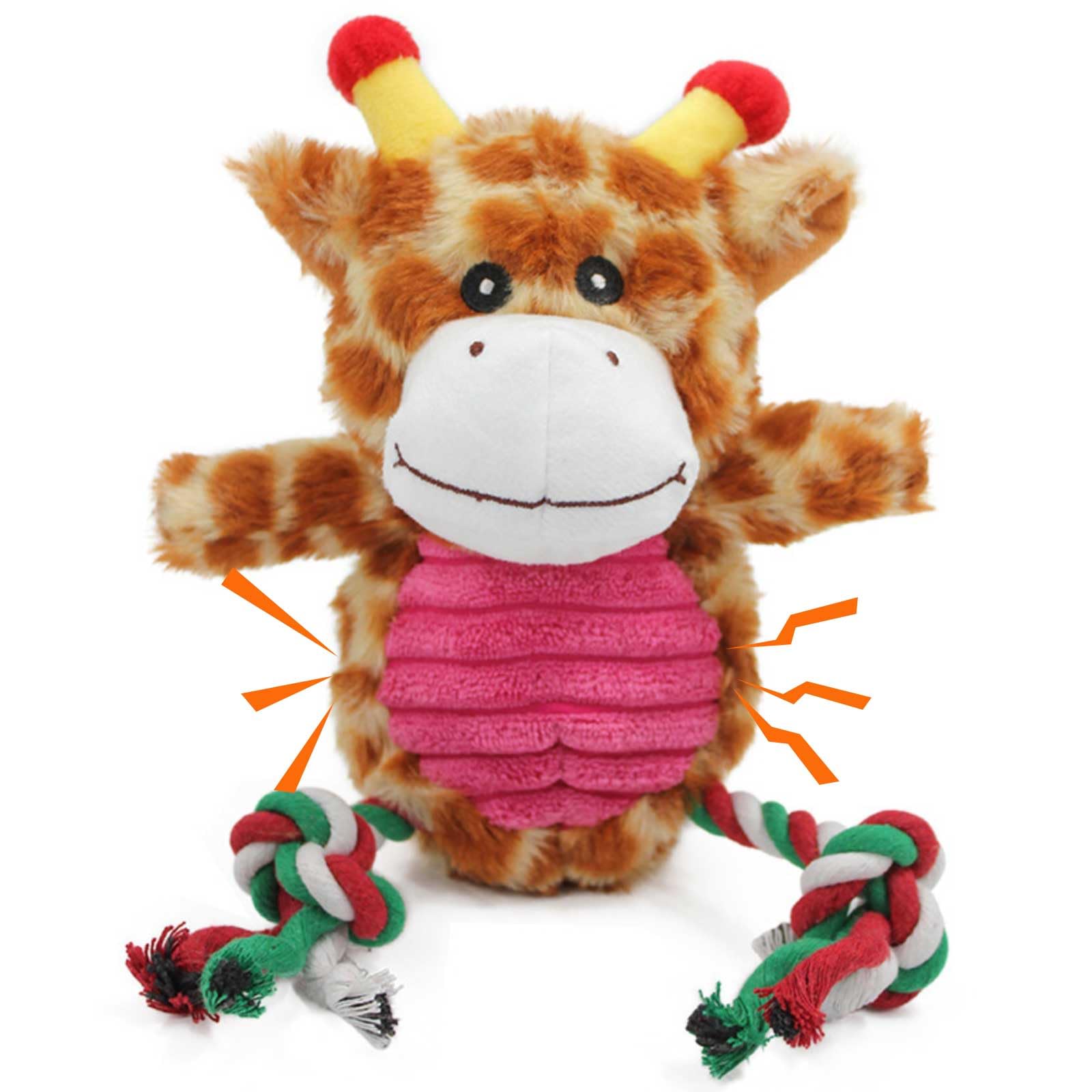 TONYFY Giraffe Plush Dog Toy with Rope and Squeaker for Small Medium Dogs