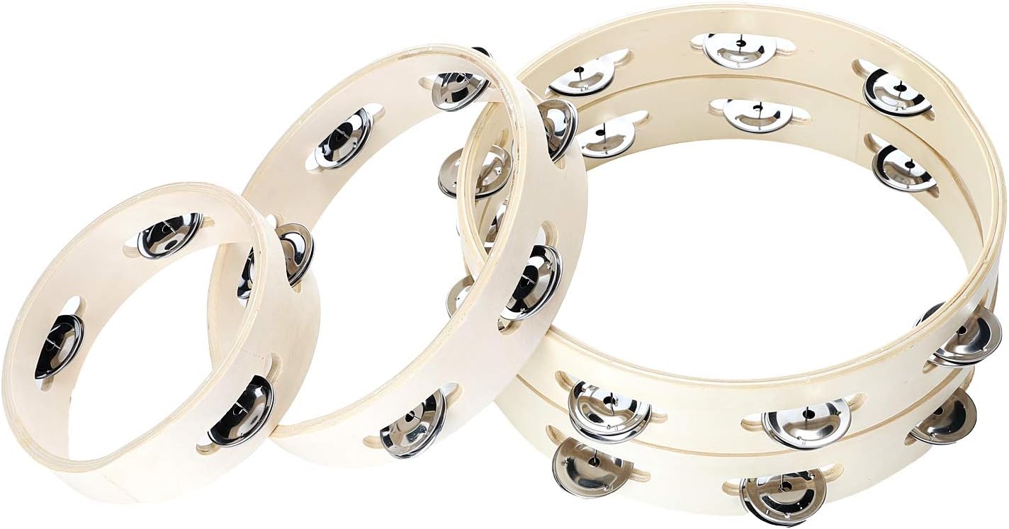 10 inch Ring Tambourines with Radiant Tambourine: Tambourine Ring Metal Jingles and 2-Row Jingles Bell Reflective Tambourines for KTV Party Games Music Gift Musical Educational Tool