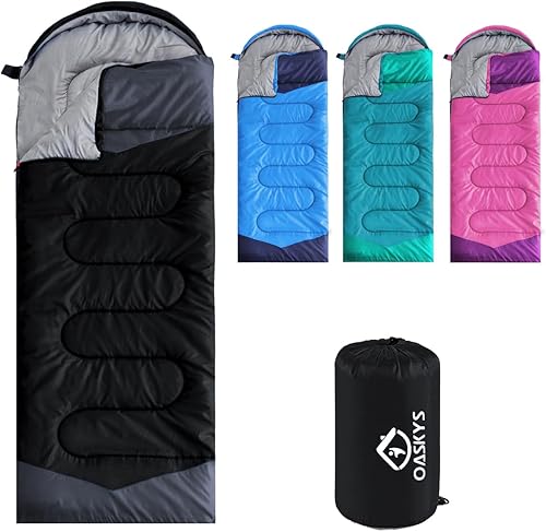 Miniatura 19 de Oaskys - Saco de dormir para acampar, para 3 estaciones, clima cálido y fresco, verano, primavera, otoño, ligero, resistente al agua, para adultos
