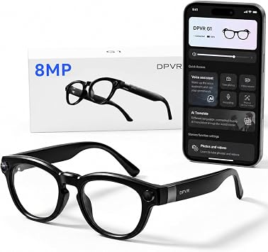 G1 AI Smart Glasses with Camera and Bluetooth, 8MP Video Recording Glasses | Camera glasses with AI translation, visual recognition, voice assistant, Bluetooth audio and hands-free photo/video capture