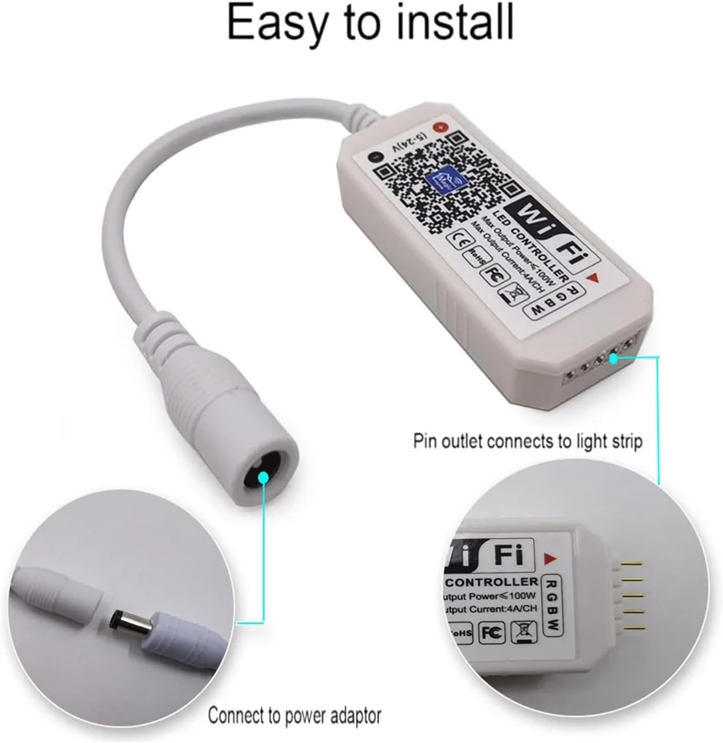 DC12V-24V Magic Home Mini RGB RGBW WiFi Controller Suitable for Led Light Strip Panel Light Timing Function 1600(WiFi RGB)