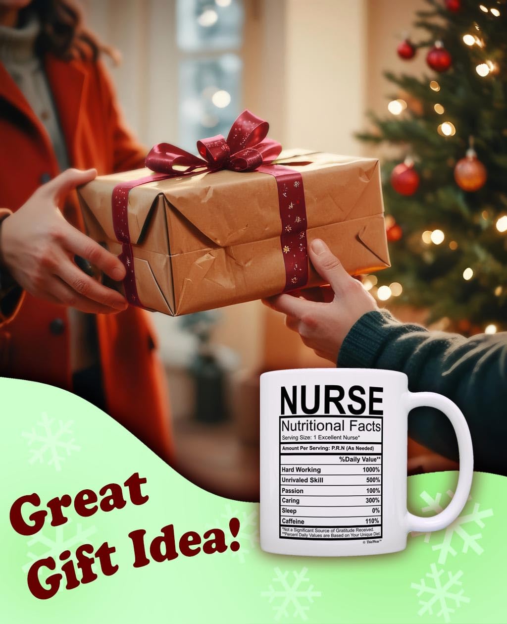 ThisWear Nurse Gifts Nurse Nutritional Facts Label Nursing Gag Gift Gift Coffee Mug Tea Cup White