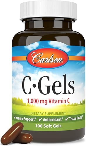 Vista 5 de Carlson - C-Gels, 1000 mg, cápsulas blandas de vitamina C, apoyo inmunológico y salud cardíaca, cápsulas blandas de vitamina C, antioxidante