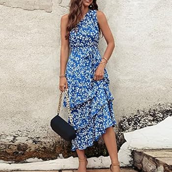 floral blue dresses for women Primrose Modest Midi in Blue Floral Medium