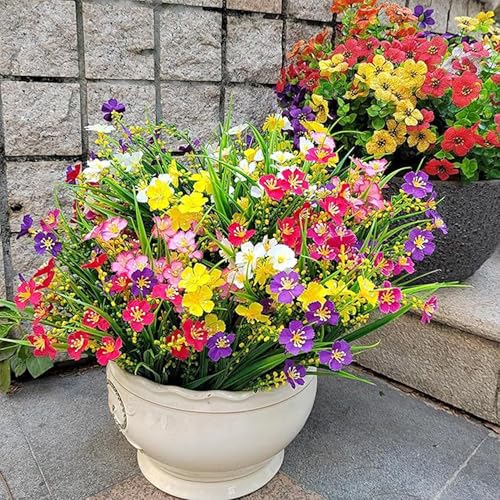 HNVNER 12 Bundles of 6 color Artificial Flowers Outdoor UV Resistant Fake Flowers for Hanging Planter Garden Window Home Decor - Image 2