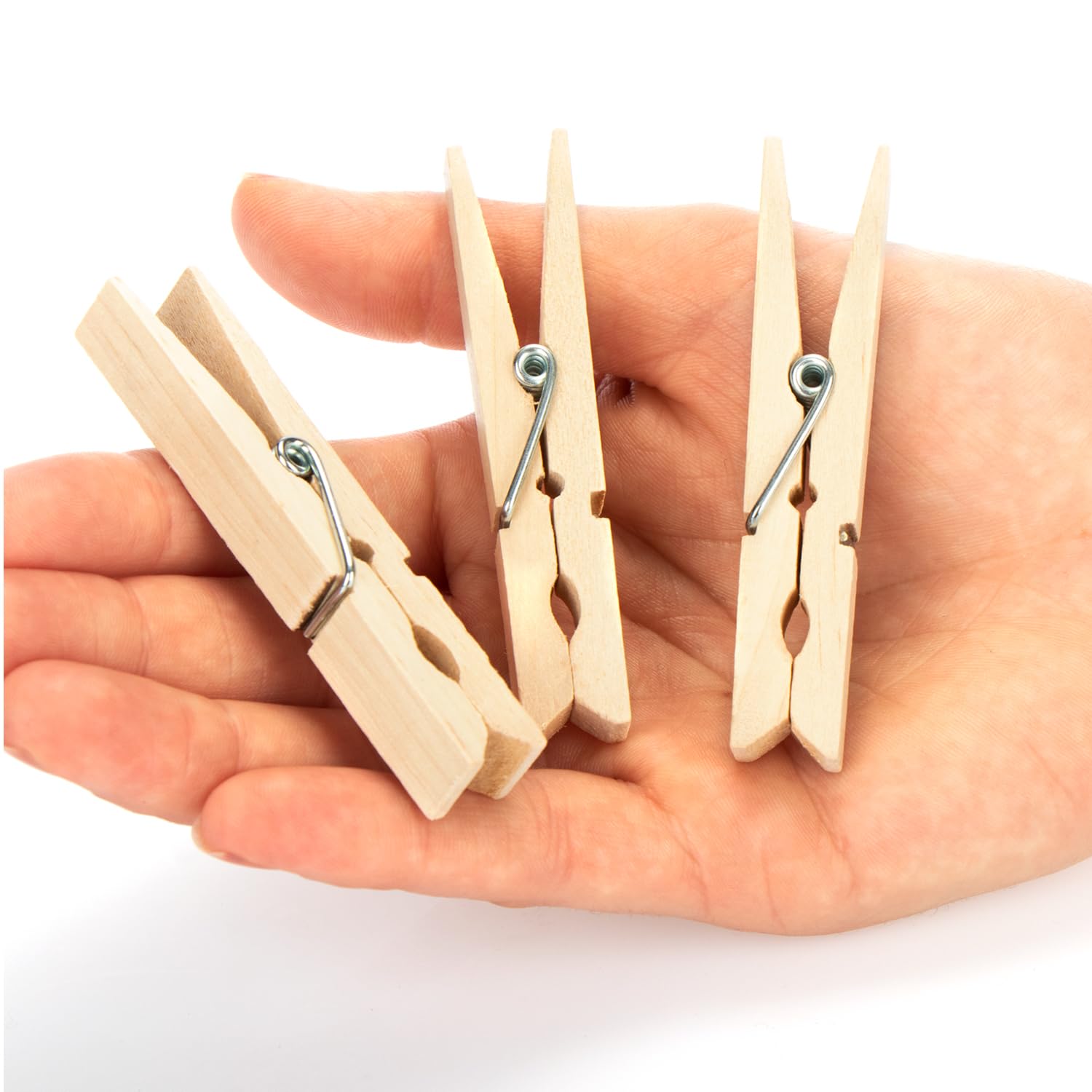 COM-FOUR® 120x Pinzas de Madera sostenibles Hechas de Madera de Abedul sin Tratar para Colgar Ropa y Manualidades (120 Piezas - Abedul)