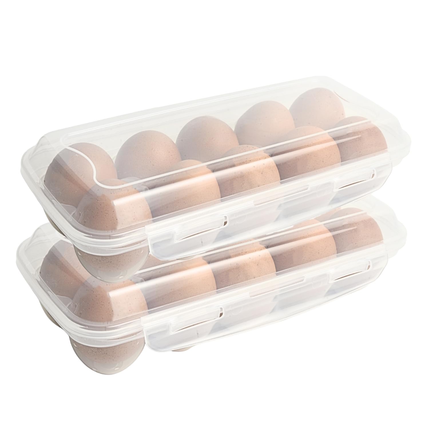 2 pack Egg Storage Box BPA-Free Plastic Fridge Organizer Space-Saving Stackable Egg Holder with Clear Lid 12 Eggs per box (Transparent)