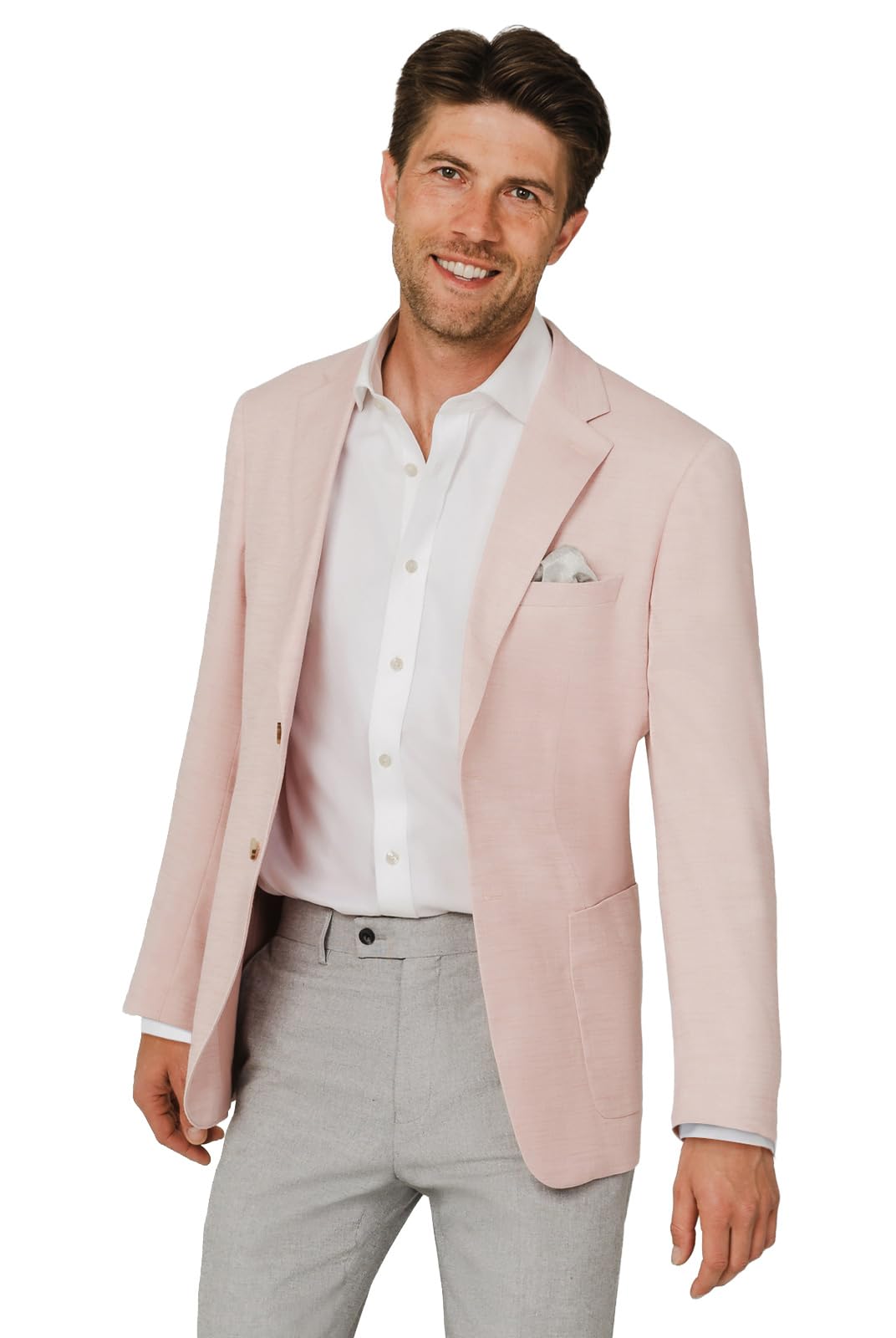 Dobell Men's Light Pink Textured Weave Jacket Regular Fit-48R