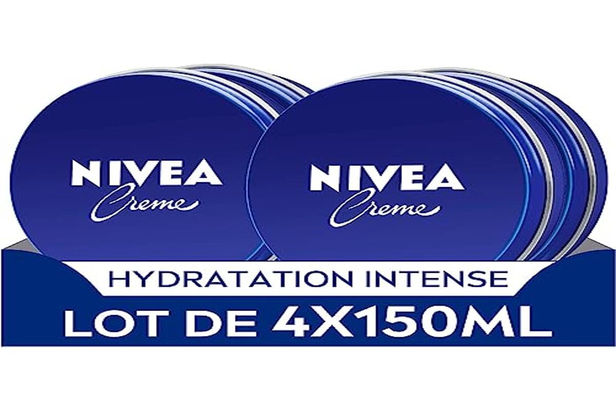 NIVEA Gesichts-, Körper- & Handcreme (4 x 150 ml), Feuchtigkeitscreme mit cremiger Textur, angereichert mit Eucerit, Mehrzweck-Feuchtigkeitspflege für die ganze Familie