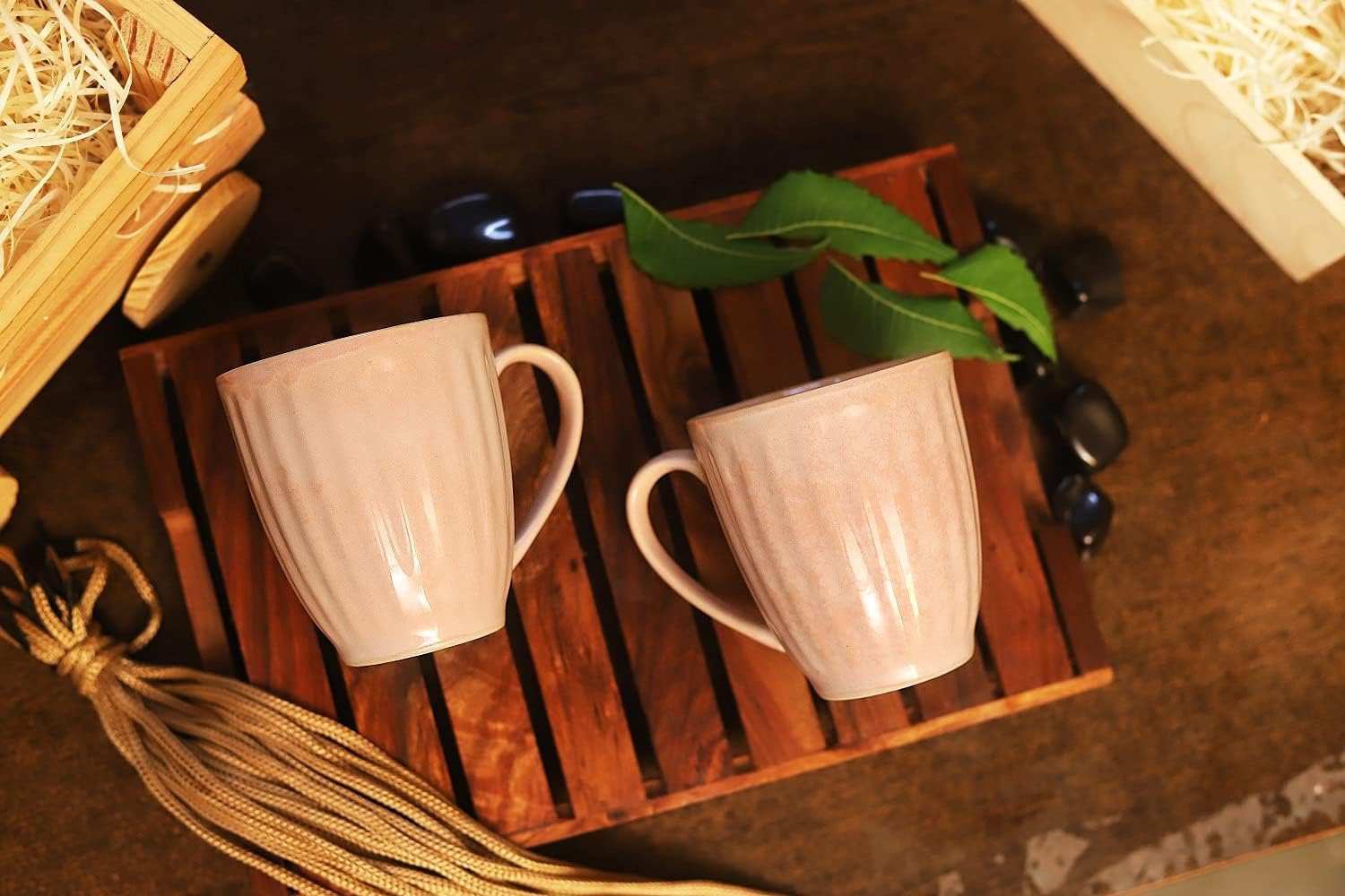 Y YOURCULL Ceramic Coffee Mug, Tea Cup Set (Pink Color, Pack of 2) Microwave & Dishwasher Safe | Ceramic Mug Set of 2 Medium Size | Milk, Coffee & Juice Serving Cup for Serving & Gifting Purpose