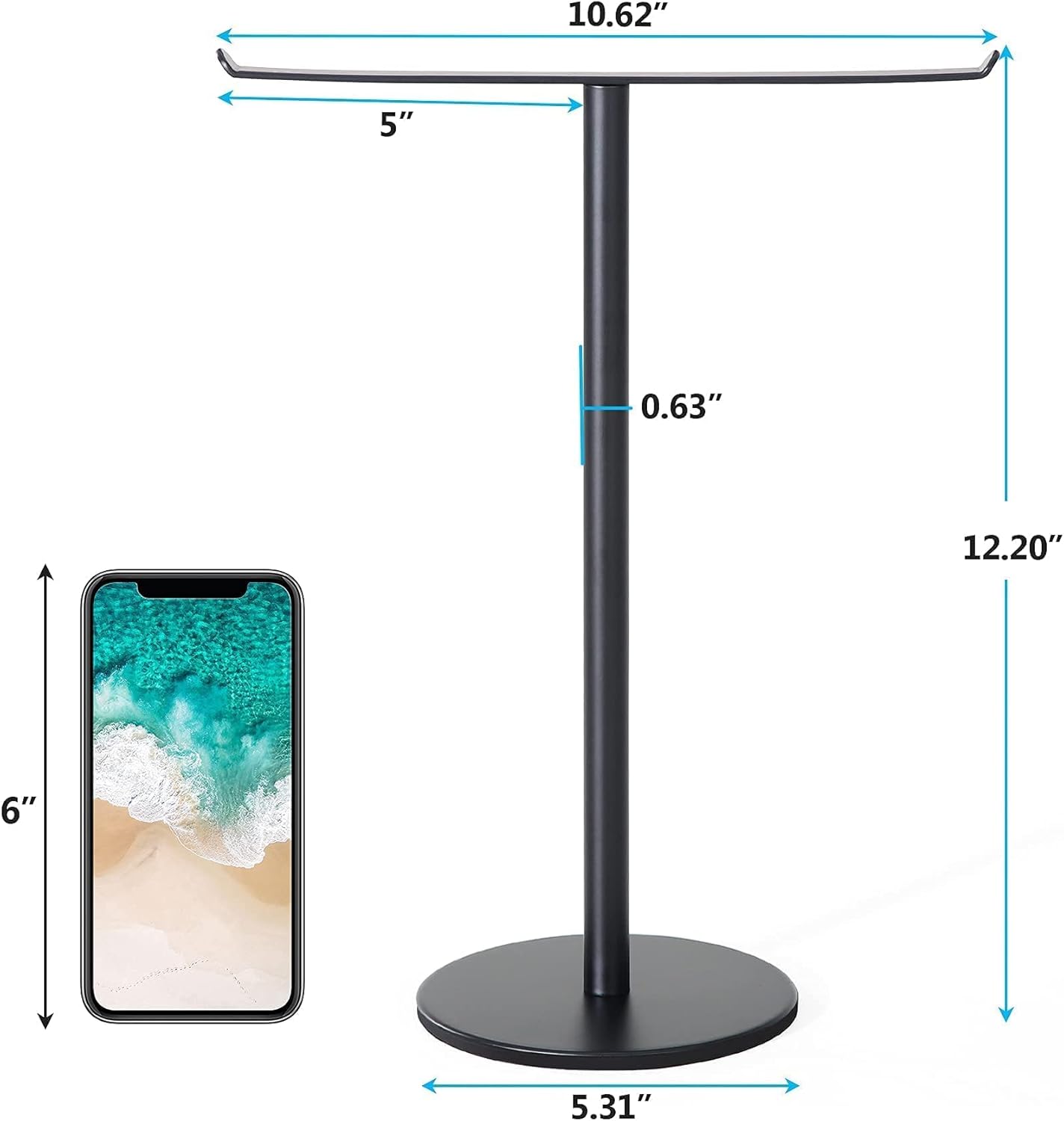 1Easylife Towel Rack T-Shaped Hand Towel Holder, Stainless Steel Fingertip Towel Stand Height 12.2” with Balanced Base for Bathroom or Vanity, Waterproof and Non-Slip Design, Black : Home & Kitchen