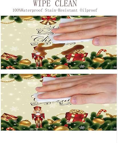 Miniatura 6 de Mantel redondo, mantel de Navidad para mesa auxiliar, adornos de Noel con ramas de abedul, lindas cintas, se adapta a mesas redondas de 61 pulgadas