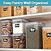 Vtopmart 10 PCS Flour and Sugar Storage Container, Large Airtight Food Canisters with Lids for Kitchen, Pantry Organization, BPA Free, Black