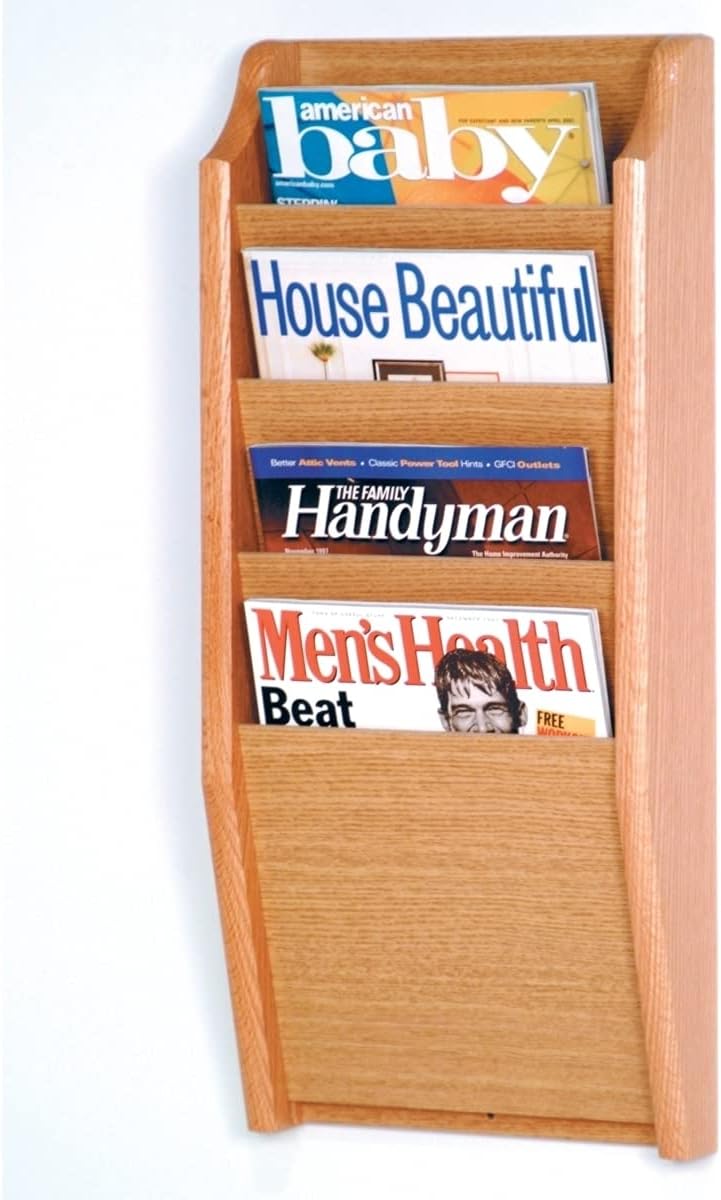 Wooden Mallet Cascade 4 Pocket Magazine Rack, Black/Mahogany