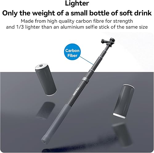Miniatura 2 de TELESIN G3 - Poste para selfie (118"/3M, 100% fibra de carbono), luz invisible, impermeable, subacuática, monopod de extensión para GoPro 13 12 11