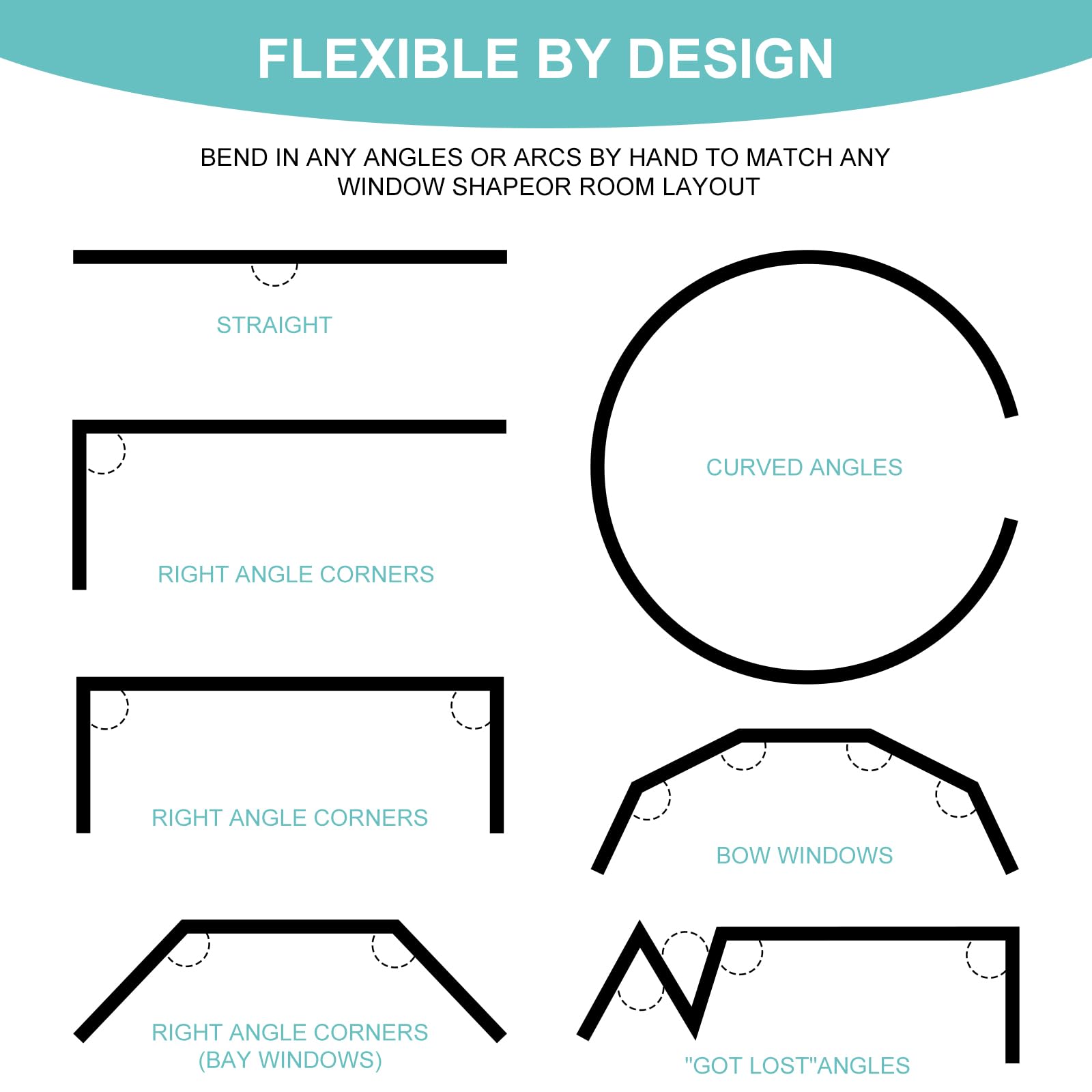 Dyna-Living 6 m/6 m flexible biegbare Deckenvorhangschiene