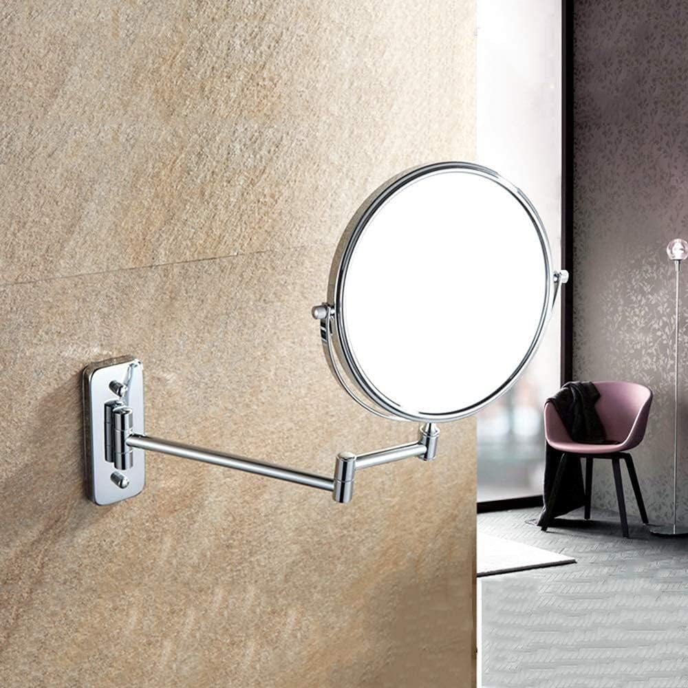 Wall-Mounted Folding Beauty Mirror 6-inch Cosmetic Mirror European Bathroom 7 Times Magnification Double-Sided Mirror (Color : Silver, Size : 6 inches 7X) image 3