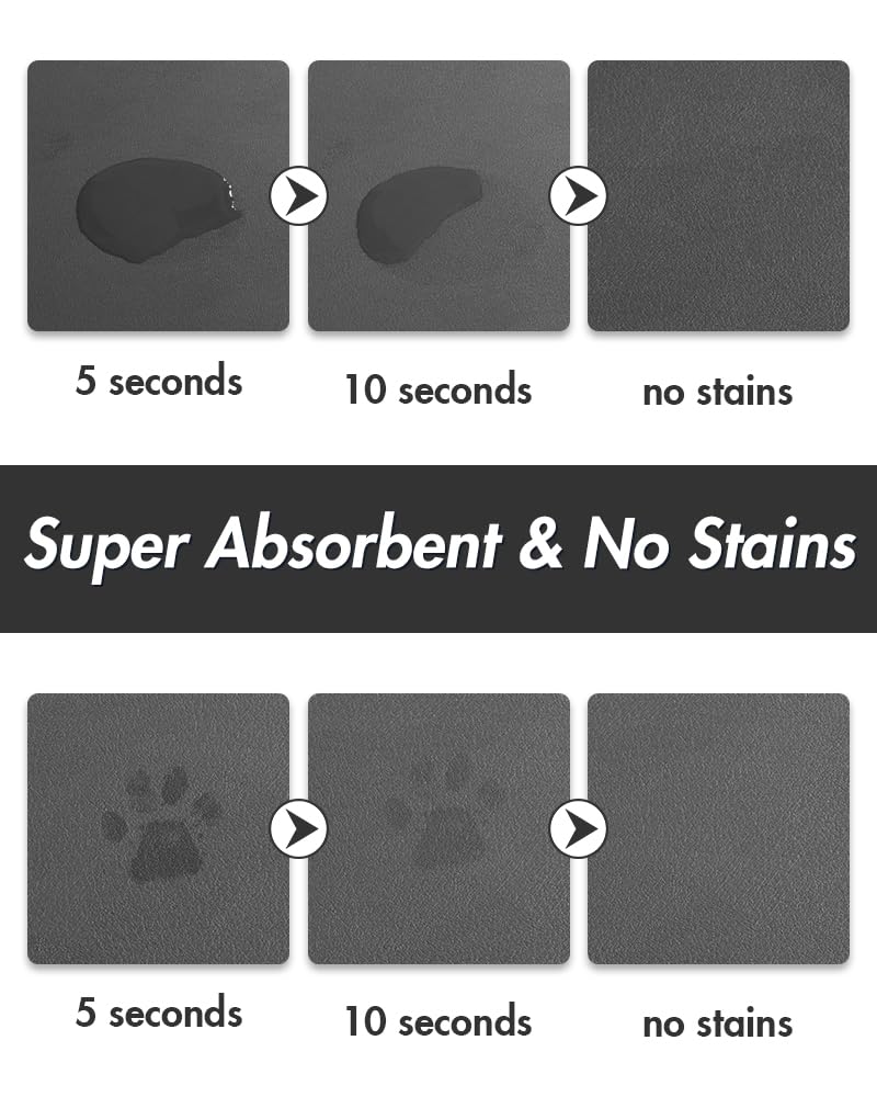 MontVoo - Tapis d'alimentation absorbant pour animaux de compagnie - Tapis pour chien anti-taches pour bol de nourriture et d'eau - Séchage rapide - Tapis de distributeur d'eau pour chien, chat et