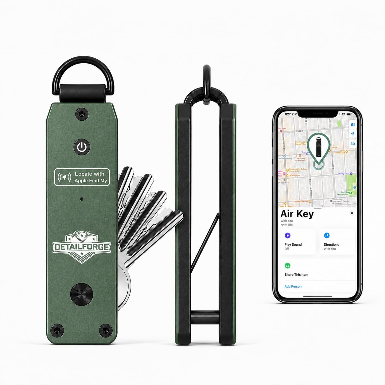 Air Key Organizador de llaves para hasta 4 llaves, compatible con Apple Find My, con función de búsqueda Bluetooth y señal acústica (Verde)