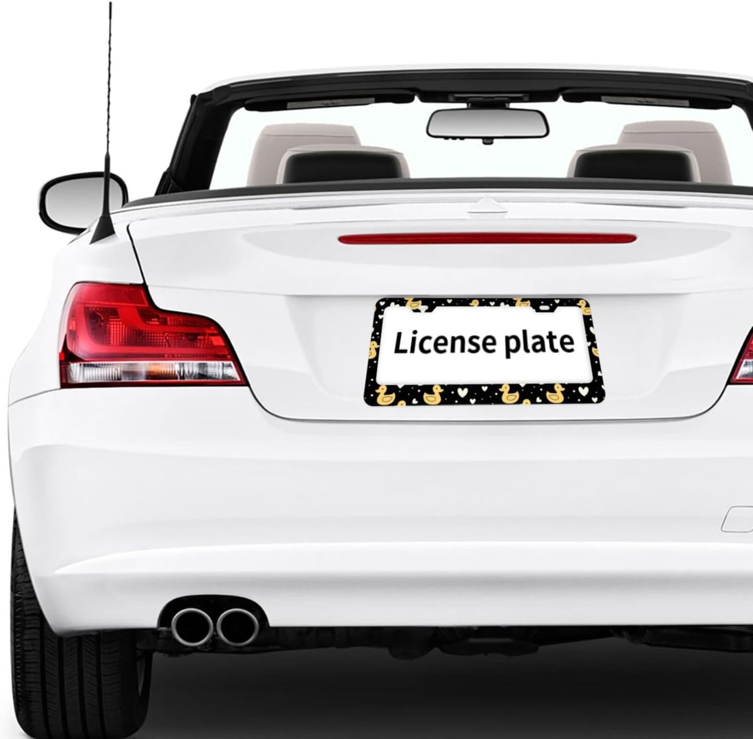 Cute Ducks Heart Matte Aluminum License Plate Frame with Black Screw Caps，2pcs 2 Holes Black Licenses Plates Frames,Car Licenses Plate Covers Holders for Us Vehicles/Women/Men