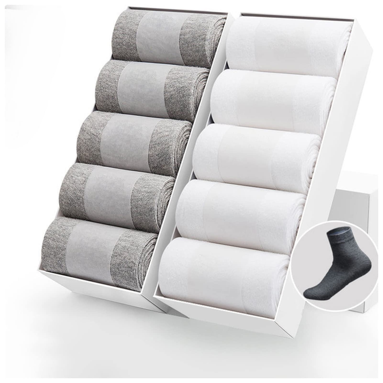 Wollsocken 10 Paare / Socken Männer Baumwollsocken Black Herren Socken Weiße Männer Socken Gegenstände Gegenstände in Bulk Man Socke Wollsocken Damen ( Color : Light gray 5 white 5 , Size : EU42-47 )