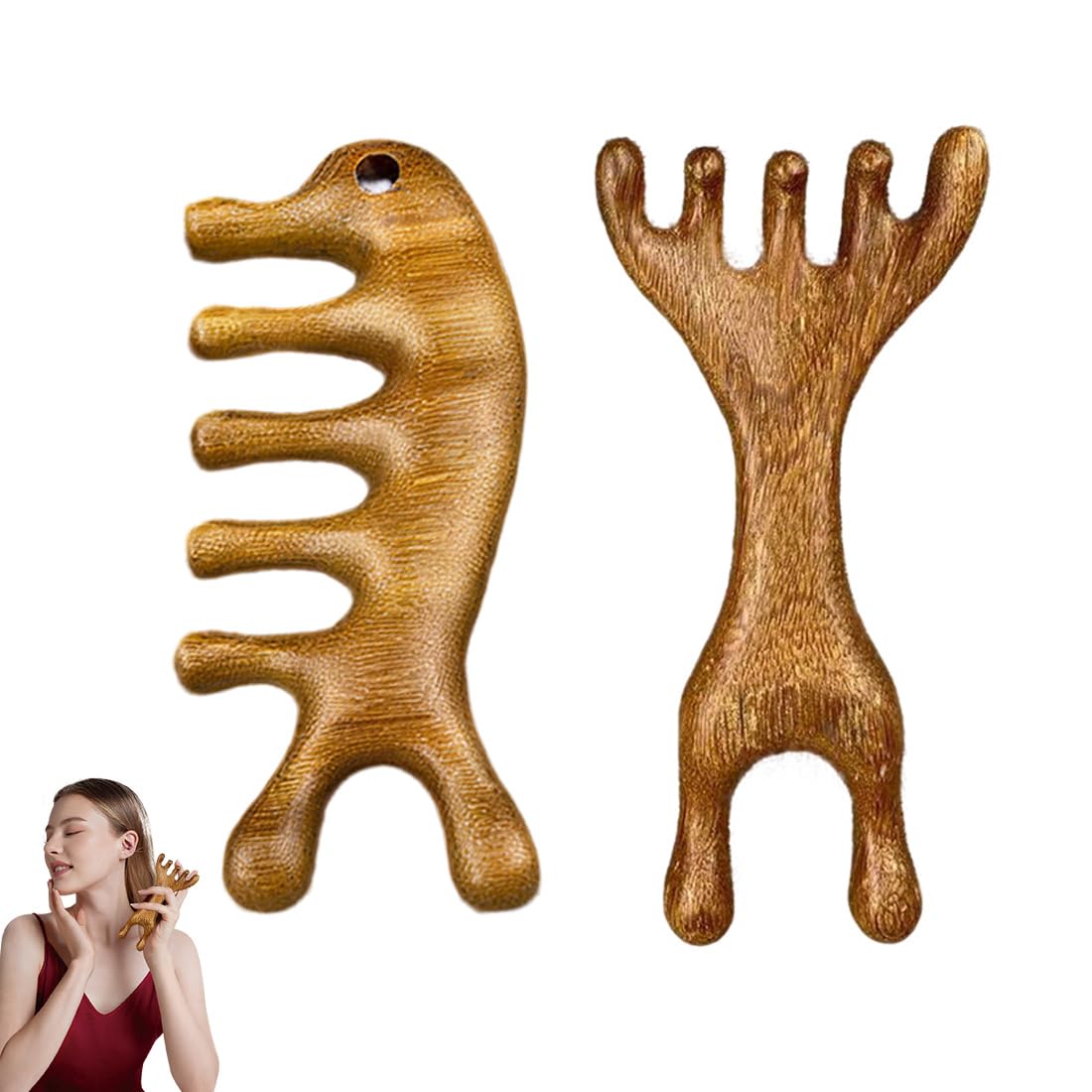 HABNI 2 Pcs Peine De Masaje Masajeador De Cuero Cabelludo De Madera Dos Estilos Diferentes Cepillo Masajeador Cuero Cabelludo Diseño Ergonómico Para Relajación Y Estimulación Capilar Masajeador