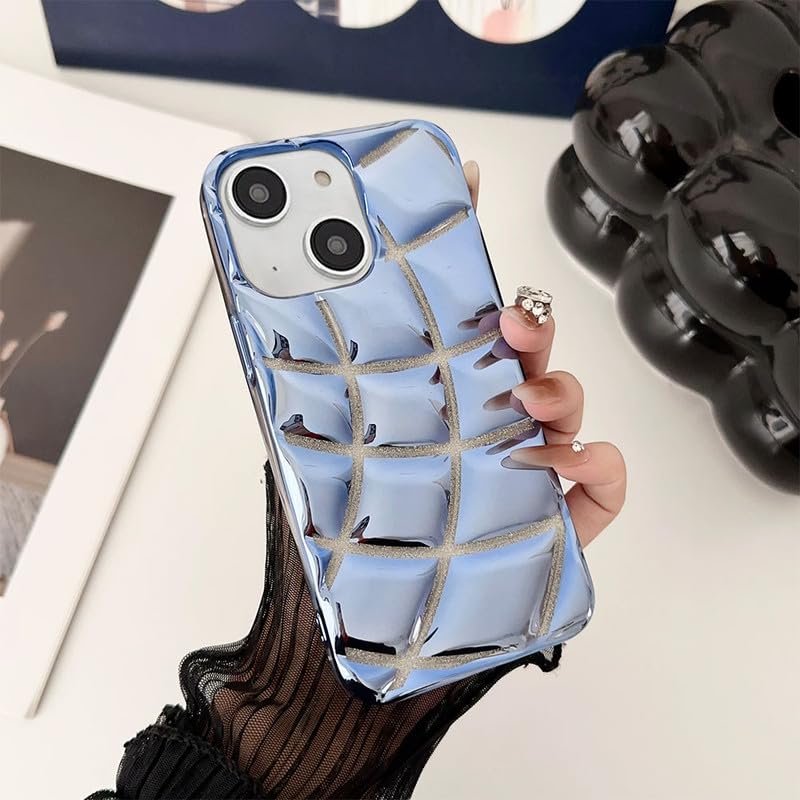 LuxuryKase LK142 Electroplated curved plaid Protective case for iPhone 15 (TPU | Sierra Blue) (B0CZRZRJCW) Amazon Price History, Amazon Price Tracker