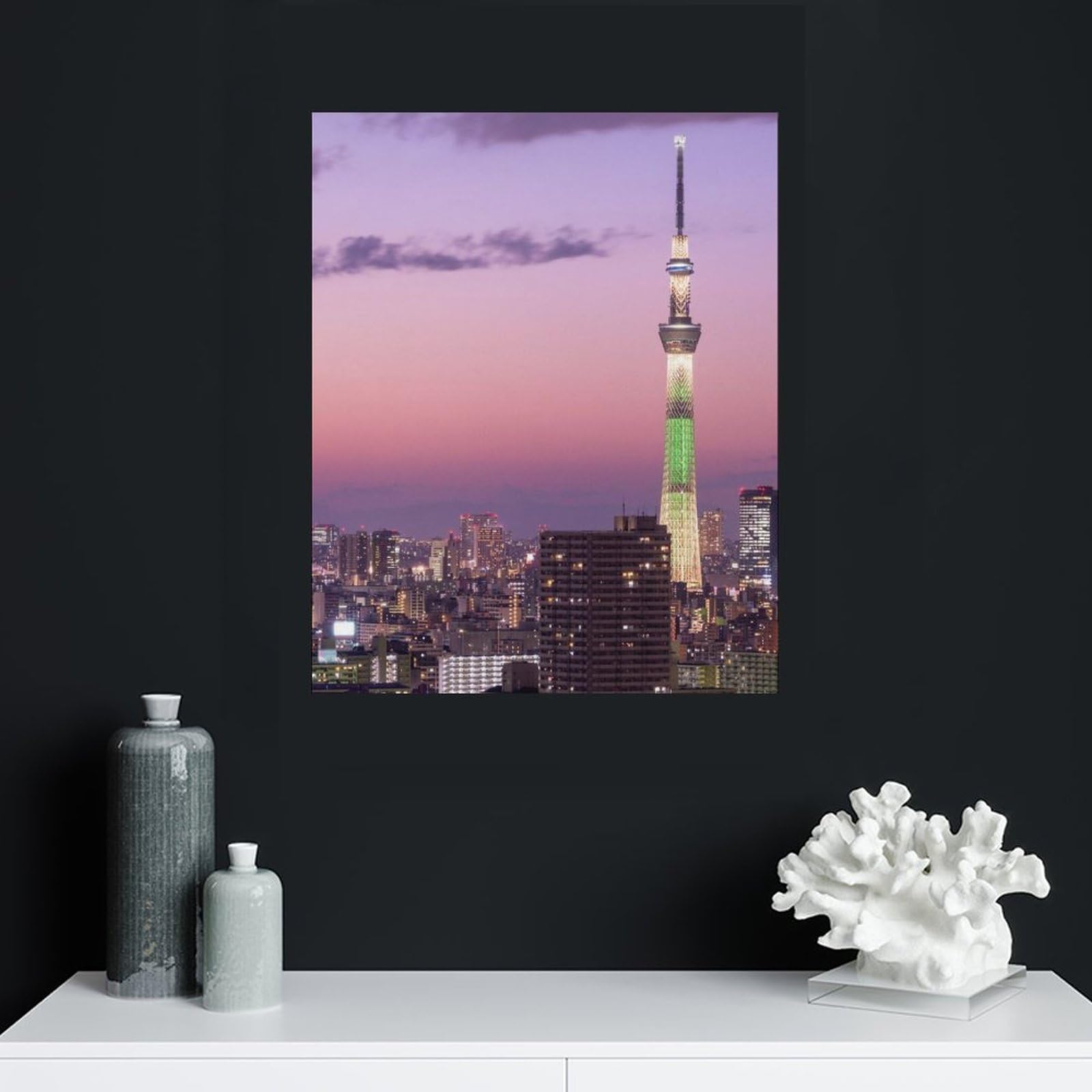 Amazon.co.jp: 絵画 夕暮れの東京スカイツリーインテリア 絵画