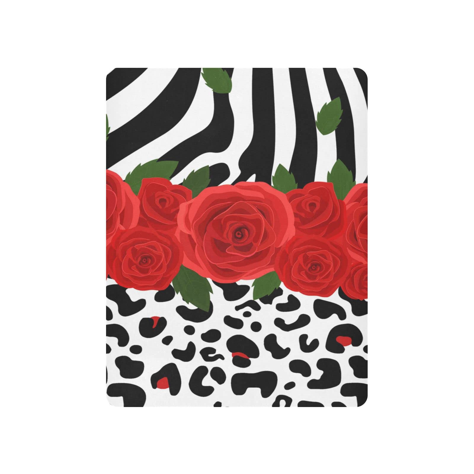 Spannbettlaken für Kinderbett, Zebra-Leopardenmuster, rote Rose, weich, atmungsaktiv, pflegeleicht, Spannbetttuch für Babybett und Kinderbetten