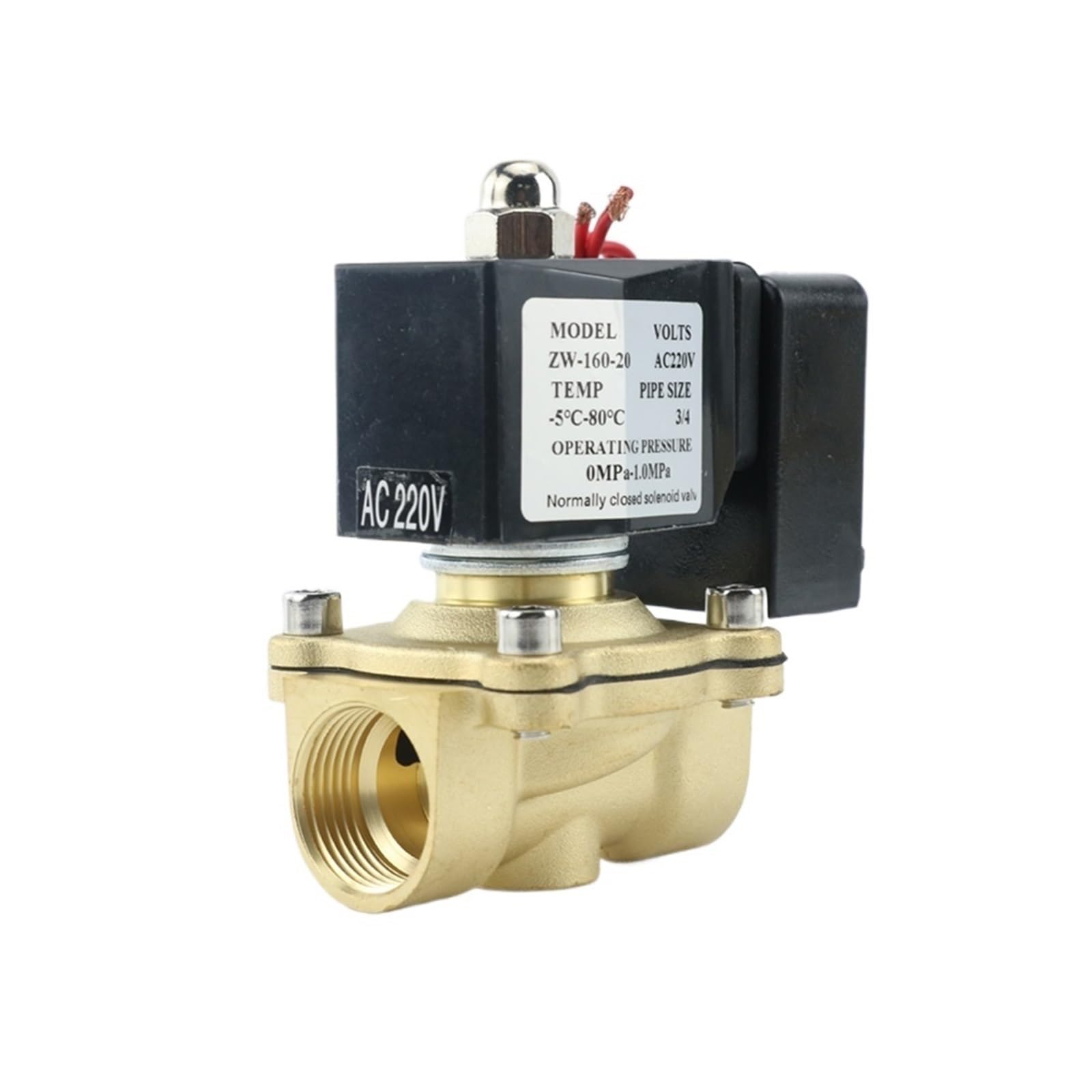 Électrovanne eau laiton DN15 AC220V pour stopper les fuites et automatiser l'arrosage