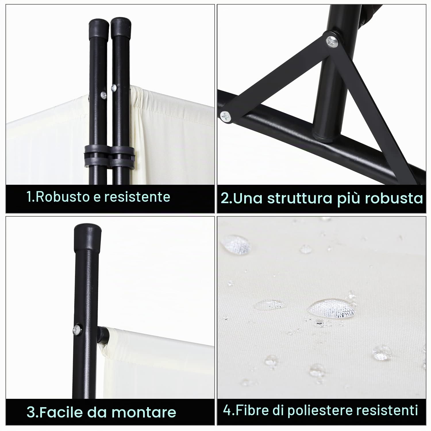 Paravento 260 cm x 180 cm, Divisorio in 3 pezzi, pieghevole, autoportante, protezione per la privacy, separé interno, per uffici, camere da letto (Beige)