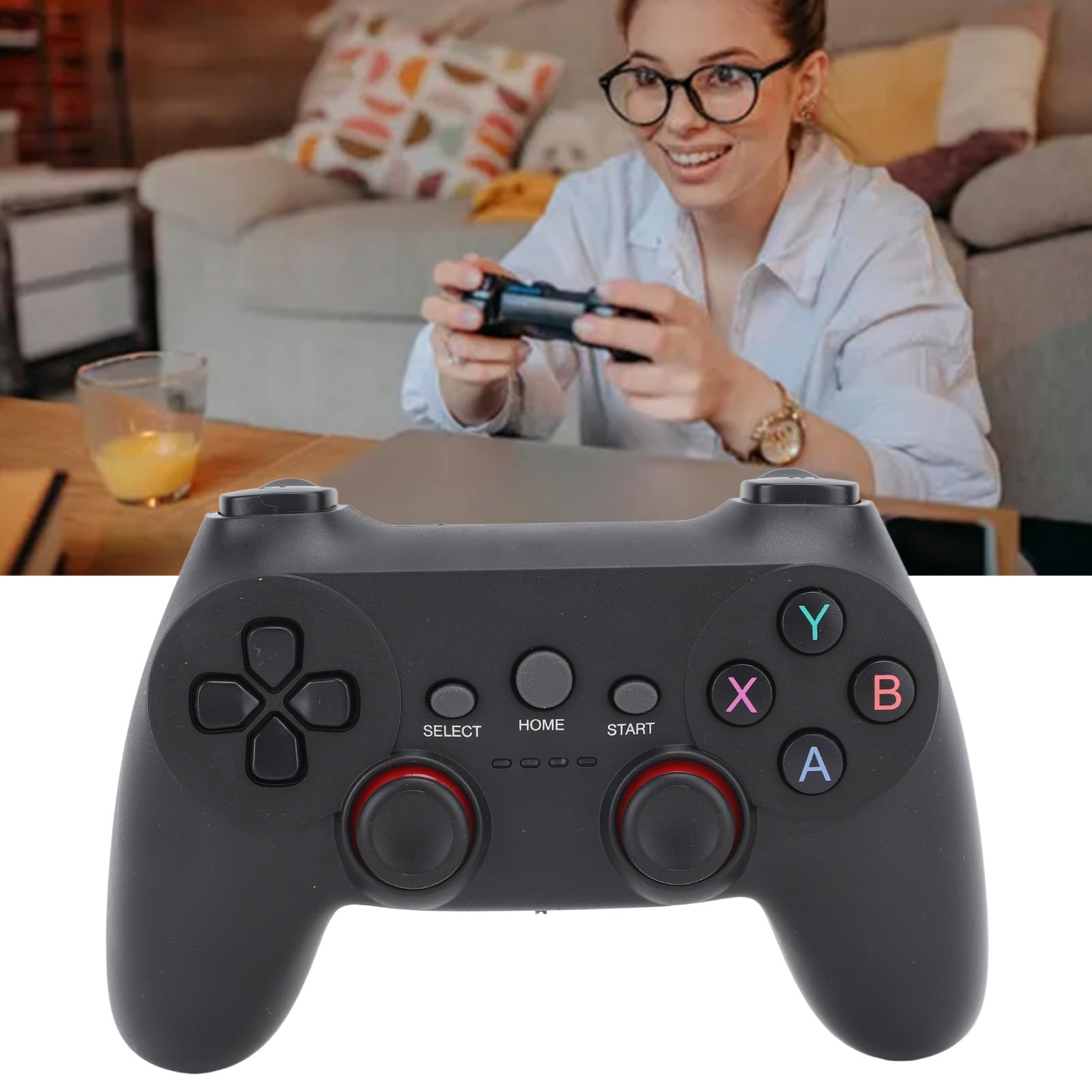 CHEOTIME Gaming Manette Sans Fil 2,4 G, Console de Jeux Rétro Portable pour Consoles d'ordinateur TV PC, avec Récepteur USB Plug and Play Double Manette, Design Ergonomique