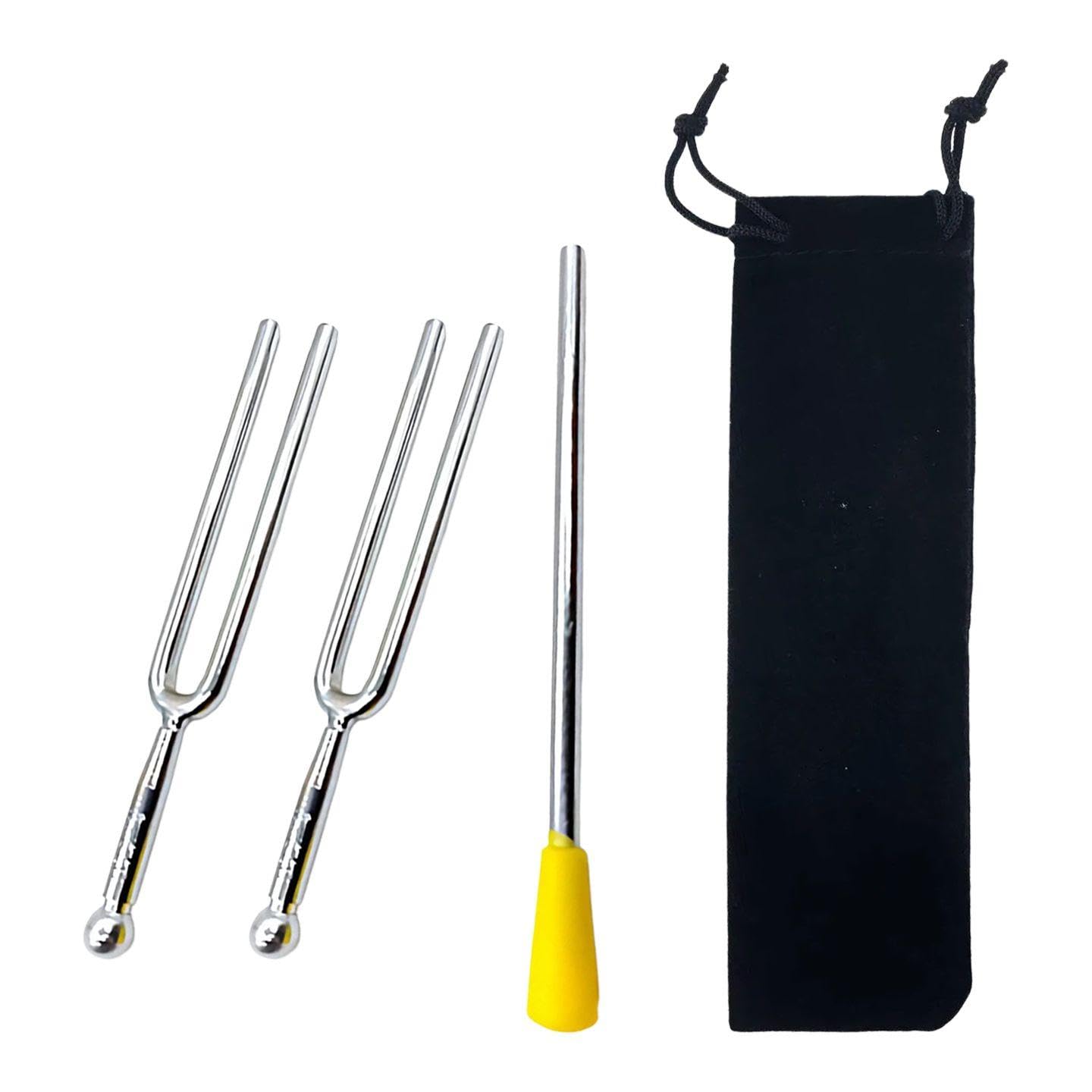 EJUFNS 2 Pieces Of 440Hz Tuning Forks And 1 Piece Of Hammer, With Storage Bag Protection Design, Portable Musical Instrument Tools, Monophonic Pitch Reference, Suitable For Piano, Guitar, Violin.