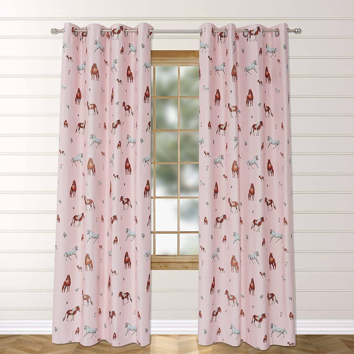 S20 3D Horse Digital Printed Polyester Fabric Curtains for Bed Room Kid s Room Living Room Color Brown Window/Door/Long Door (D.N.612) (4 x 7 Feet (Size ; 48 x 84 Inch) Door, 1)