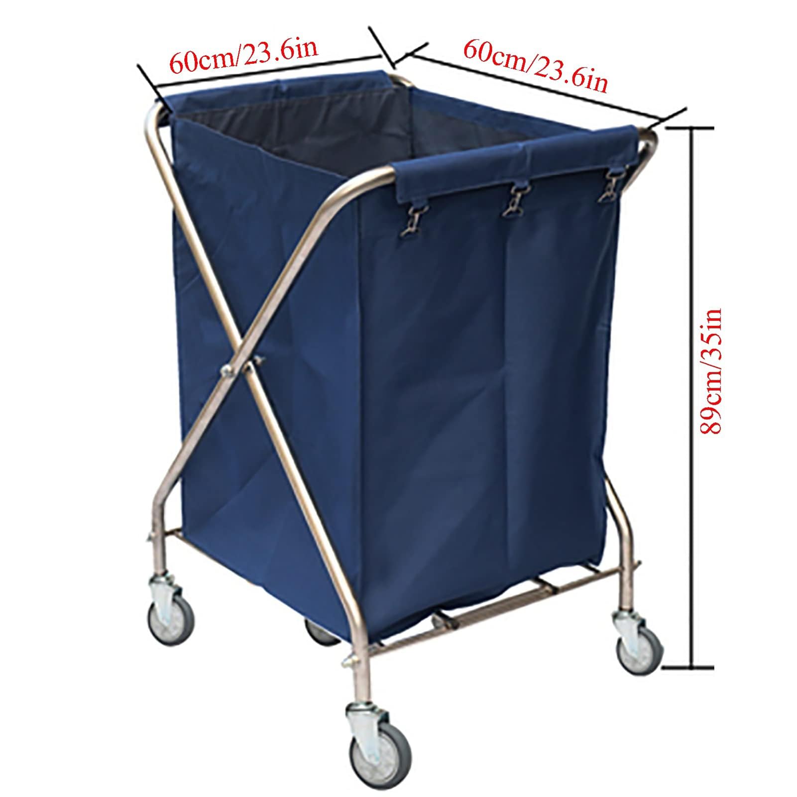 Carrello portabiancheria resistente, in acciaio inox, per uso industriale, cesto commerciale per hotel e lavanderie familiari