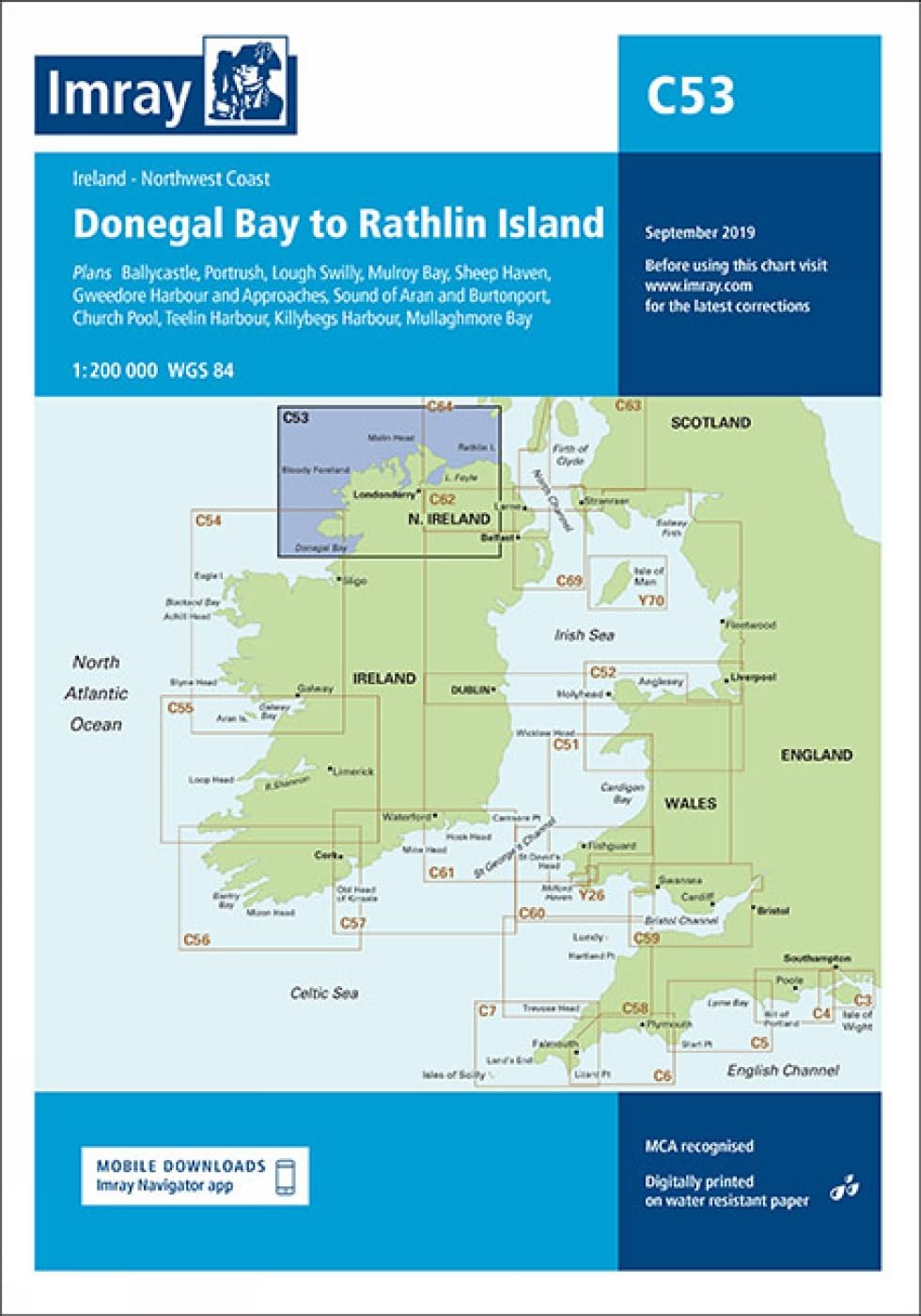 C53 Donegal Bay to Rathlin Island by Imray C Series (Sheet map, folded)