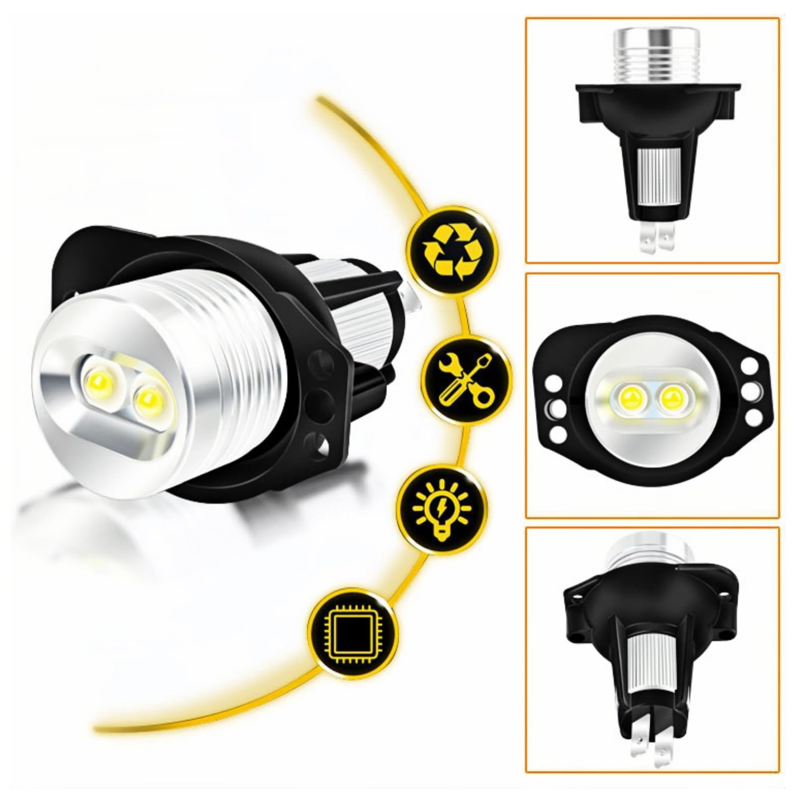 Auto - 2 x 12 W Angel Eyes LED Fari Halo Anello di segnalazione fendinebbia per auto per E90 E91 05-08 lampade automatiche + lampadine angelo eye e90