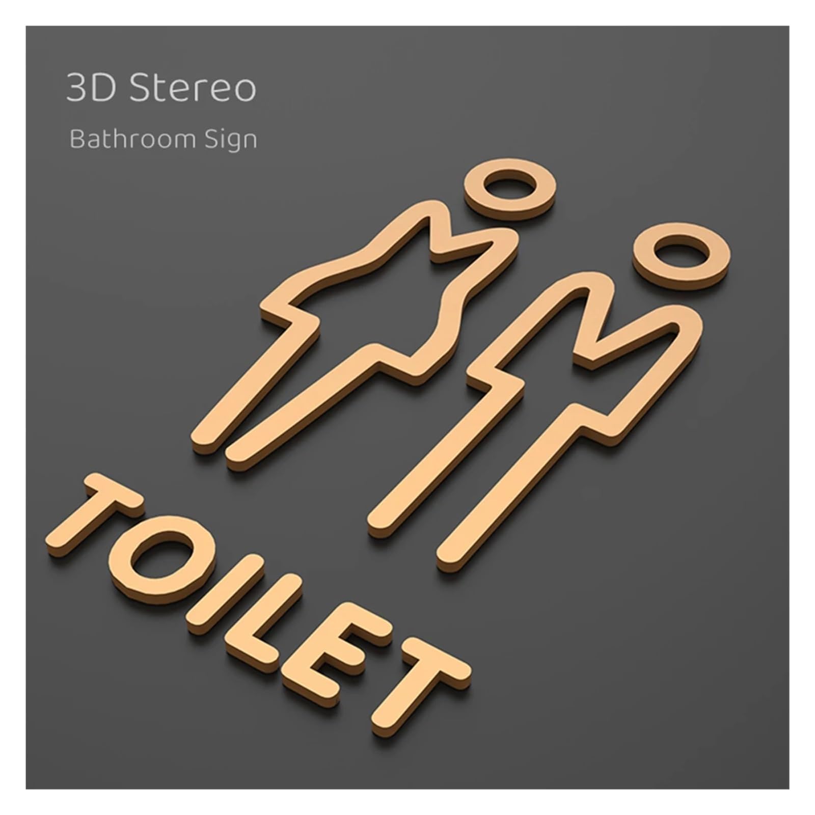 Plaque de signalisation de toilette de couleur or noir 3D autocollant d'étiquette murale de porte de salle de lavage support de WC panneau de signalisation Art hôtel décoration de la maison(19,25x16cm