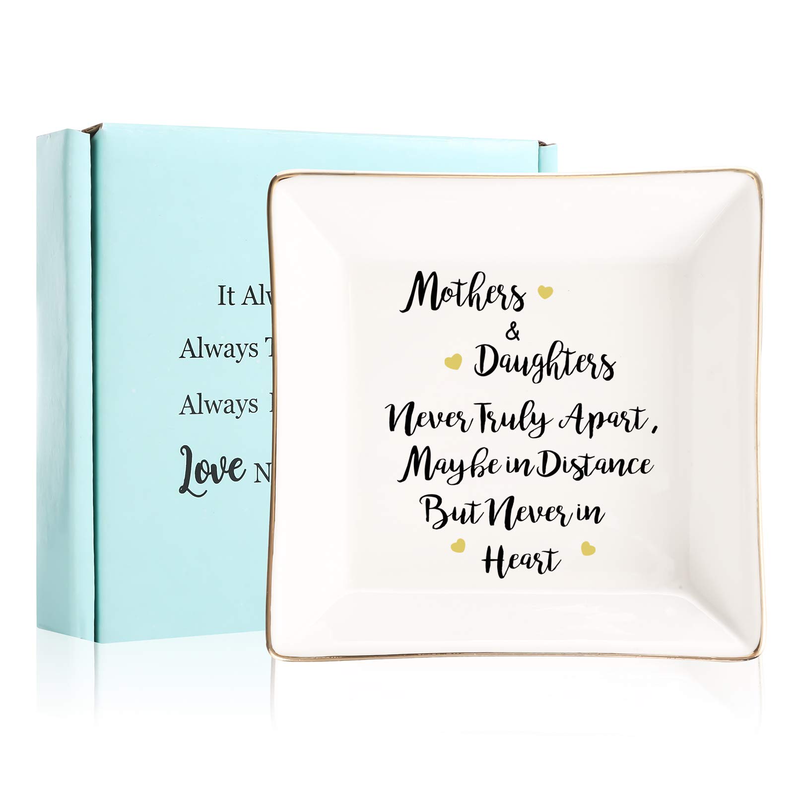 JOYIMARRGift for Mom from Daughter-Daughter Birthday Gift from Mother-Ceramic Jewelry Dish or Ring Holder-Elegant Trinket Tray