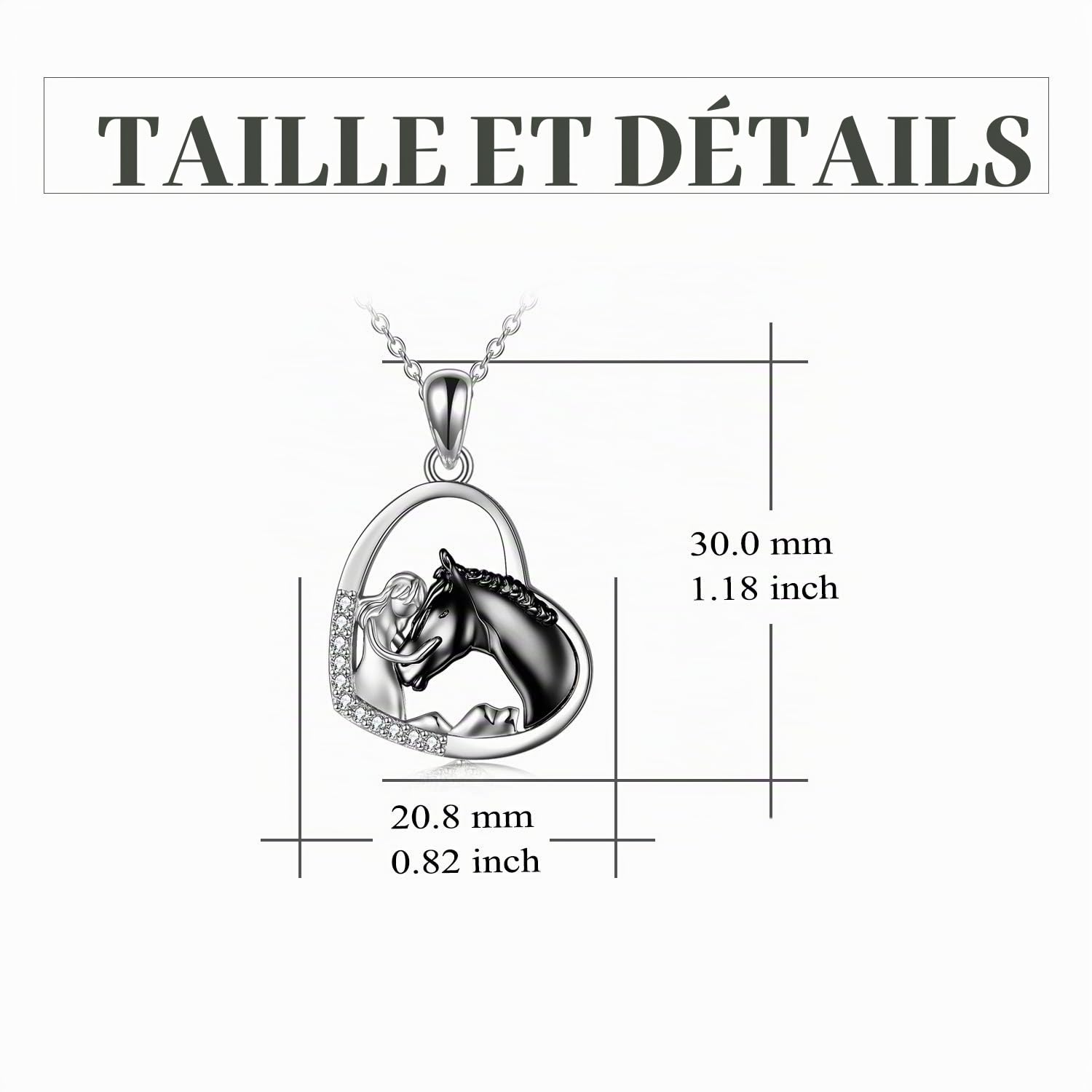 YFN Collier Fille et Cheval pour les Filles Bijoux de Cheval en Argent Sterling Cadeaux de Cheval pour les Femmes (Collier de Cheval en or)