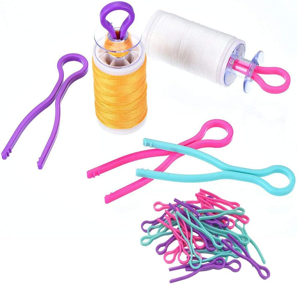 Bouclel Keep Your Bobbin Threads Matched Up with Your Thread SpoolsBobbin Buddies Set of 30-Pack Sewing Machine Quilting Supplies Sewing Products Thread Holder Plastic Clips Thread Holders