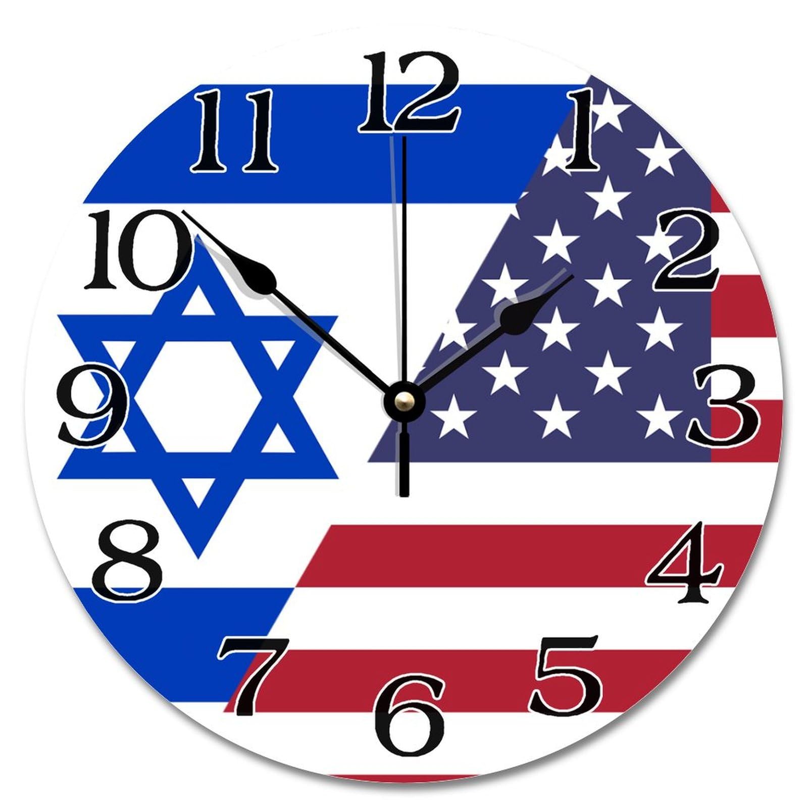 Horloge murale Israël en bois 38cm à pile pour salon chaleureux