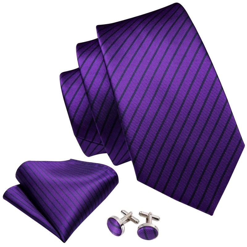 Set de broche y corbata de seda rayada para hombre miniatura 4