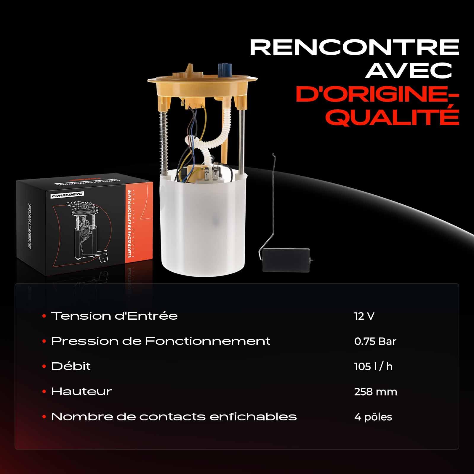 Frankberg Pompe à Carburant Diesel Compatible avec A3 8P1 1.6L 1.9L 2.0L 2005-2012 Leon 1P1 1.6L 1.9L 2.0L 2006-2012 Toledo III 5P2 1.9L 2.0L 2004-2009 O.c.t.a.v.i.a II 1Z3 Remplacer# 1K0919050J
