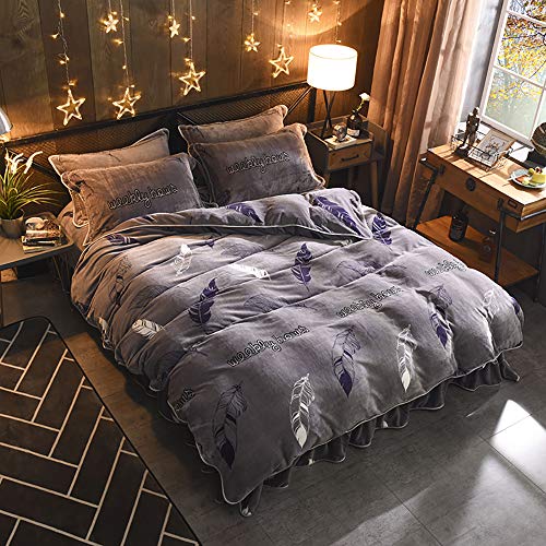 Ensemble de literie en flanelle douce et chaude avec drap plat pour grand lit