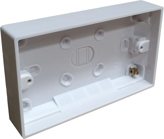 Surface Mounted Back Box 25mm Wall Pattress Double 2 Gang Electrical Socket