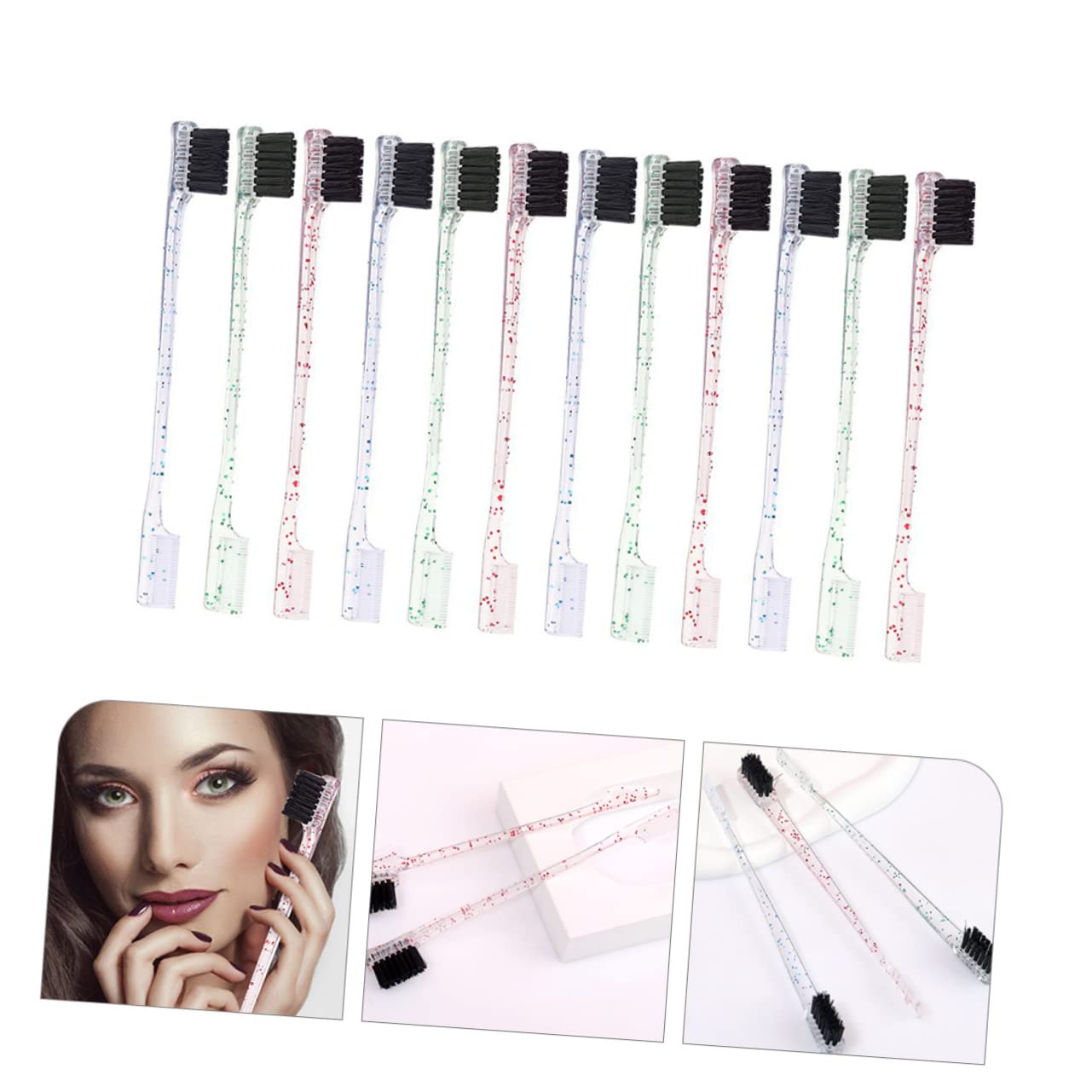 FRCOLOR 48pezzi Spazzola Doppia Estremità Per Sopracciglia Di Pennelli Per Trucco Con Pettine e Spazzola Per Definire e Modellare Le Sopracciglia Strumento Di Bellezza Per Makeup