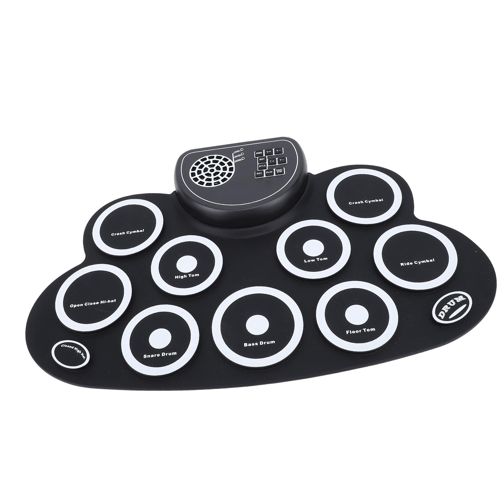 Set de pads electrónicos para batería enrollables, kit de batería eléctrica recargable con altavoz integrado, tambor de práctica de silicona con doble pedal para principiantes y