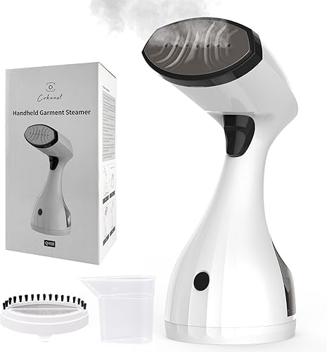 Vaporizador para ropa COKUNST Vapor de ropa portátil de 1500 W de calor rápido para ropa, removedor de arrugas de tela con cepillo 2 en 1, taza de